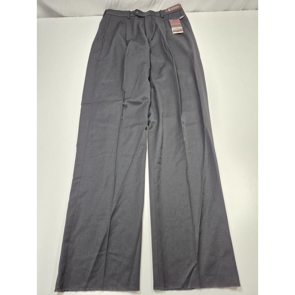 Cianni Cellini Dress Pants Mens 34x36 Black Wool Pleated Straight Unhemmed NWT